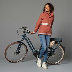 BTWIN Dámska hrejivá cyklistická bunda 540 viditeľná v tme tehlová hnedá M