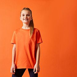 DOMYOS Detské bavlnené tričko oranžová 8-9 r (131-140 cm)