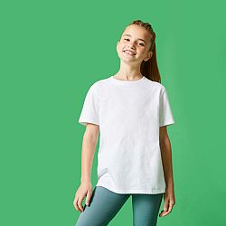 DOMYOS Detské bavlnené tričko unisex biele 12-13 r (151-160 cm)