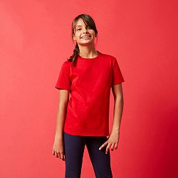 DOMYOS Detské bavlnené tričko unisex červené 7-8 r (123-130 cm)