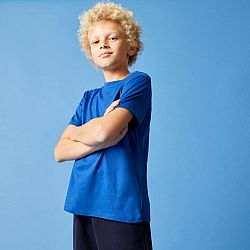 DOMYOS Detské bavlnené tričko unisex modré 7-8 r (123-130 cm)
