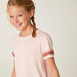 DOMYOS Dievčenské tričko na cvičenie 320 bavlnené ružové 5-6 r (113-122 cm)