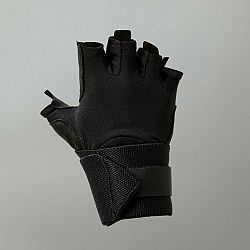 DOMYOS Pohodlné rukavice na posilňovanie s bandážou - čierne M