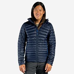 FORCLAZ Pánska páperová bunda MT100 na horskú turistiku s kapucňou do -5 °C modrá L