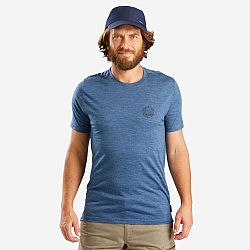 FORCLAZ Pánske trekingové tričko Travel 500 s krátkym rukávom z vlny merino modré S