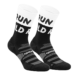 KIPRUN Bežecké ponožky Run900 Run Wild po lýtka hrubé bielo-čierne 39-42