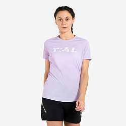 KIPRUN Dámske trailové tričko s krátkym rukávom fialové s potlačou fialová M