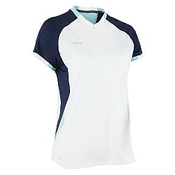 KIPSTA Dámsky futbalový dres s krátkym rukávom rovný strih biely modrá L