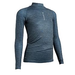 KIPSTA Detské spodné tričko na futbal Keepcomfort 100 dlhý rukáv sivé modrá 5-6 r (113-122 cm)