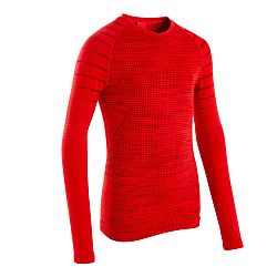 KIPSTA Detské spodné tričko na futbal Keepdry 500 s dlhými rukávmi červené 10-11 r (141-150 cm)
