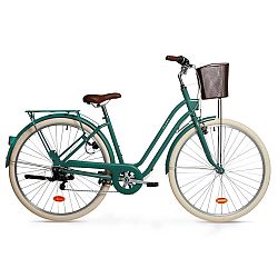 Mestský bicykel Elops 520 s nízkym rámom zelený XS