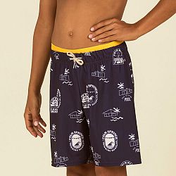 NABAIJI Chlapčenské šortkové plavky 100 Pool dlhé tmavomodré 8-9 r (131-140 cm)