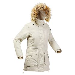 QUECHUA Dámska nepremokavá zimná bunda - parka SH900 na turistiku do -20 °C béžová S
