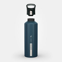 QUECHUA Turistická fľaša MH500 s rýchlouzáverom 1 liter z hliníka modrá tyrkysová