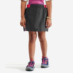 QUECHUA Turistická sukňa so šortkami MH100 pre deti vo veku od 7 do 15 rokov sivo-ružová šedá 7-8 r (123-130 cm)