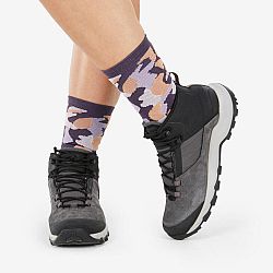 QUECHUA Turistické vysoké ponožky Hike 500 High 2 páry Trendy fialovo-maskáčové fialová 39-42