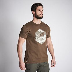 SOLOGNAC Bavlnené tričko 100 s krátkym rukávom a motívom jeleňa gaštanovohnedé hnedá S