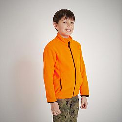 SOLOGNAC Detská hrejivá poľovnícka fleecová mikina 100 oranžová reflexná oranžová 6 rokov