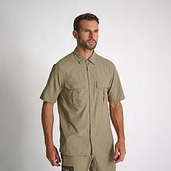 SOLOGNAC Ľahká košeľa s krátkym rukávom 100 zelená khaki 3XL