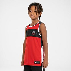 TARMAK Detské obojstranné basketbalové tielko T500R červeno-čierne 10-11 r (141-150 cm)