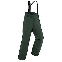 WEDZE Detské lyžiarske nohavice 500 PNF s trakmi nepremokavé zelené zelená 8-10 r