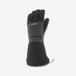 WEDZE Hrejivé a nepremokavé detské rukavice 550 na zjazdové lyžovanie čierno-sivé čierna 8 rokov