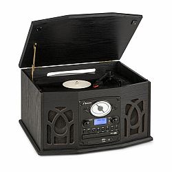 Auna NR-620, DAB, stereo systém, drevo, gramofón, DAB+, prehrávač CD, čierny