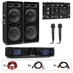 Auna Pro PW-2222 MKII, PA karaoke sada, zosilňovač, 2 pasívne PA reproduktory, mixér, 2 mikrofóny