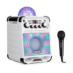 Auna Rockstar LED, karaoke systém, CD prehrávač, bluetooth, AUX, 2 x 6,3 mm, biely