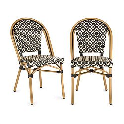 Blumfeldt Montbazin BL, bistro stolička, možnosť ukladať stoličky na seba, hliníkový rám, polyratan, čierno-krémová