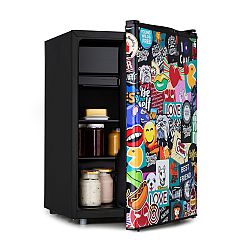 Klarstein Cool Vibe 70+, chladnička, A+, 70 litrov, VividArt Concept, štýl stickerbomb