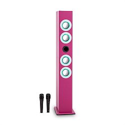 OneConcept Tallgirl, ružový, karaoke reproduktor, bluetooth, USB, SD, MP3, FM, AUX, 2 mikrofóny