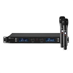 Power Dynamics PD632H 2X, 20-kanálová sada UHF bezdrôtových mikrofónov, 2 x ručný mikrofón, čierna