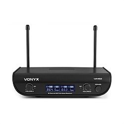 Vonyx WM82C Digital, 2-kanálový systém UHF bezdrôtových mikrofónov, headset z ručný mikrofón, 50 m, kufor